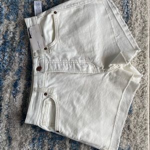 Hi rise white jean shorts